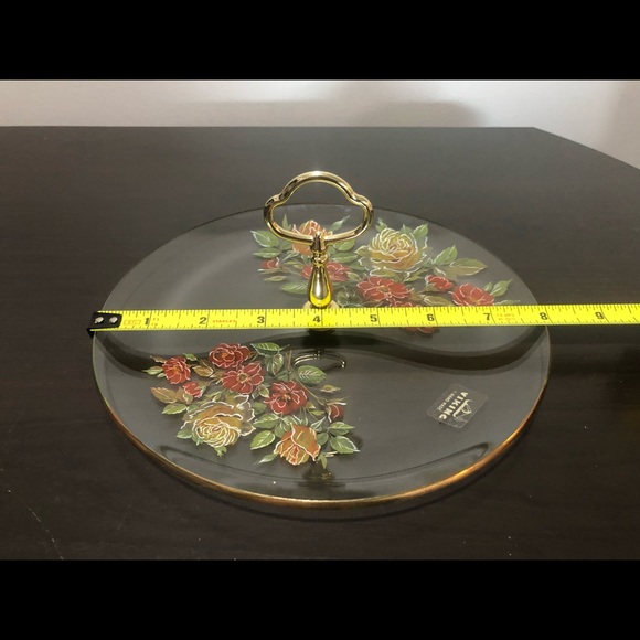 Handmade Viking Glass Tidbit tray floral dish - Picture 8 of 8